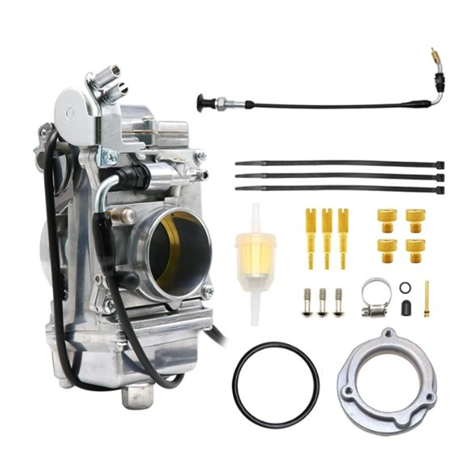 Vergaser Motorrad Schiebevergaser für HSR42 für HSR45 für HSR48 Easy Kit für TM42 für TM45-2K TM48 Heavy Duty Vergaser(48 with Cable) von ZCera