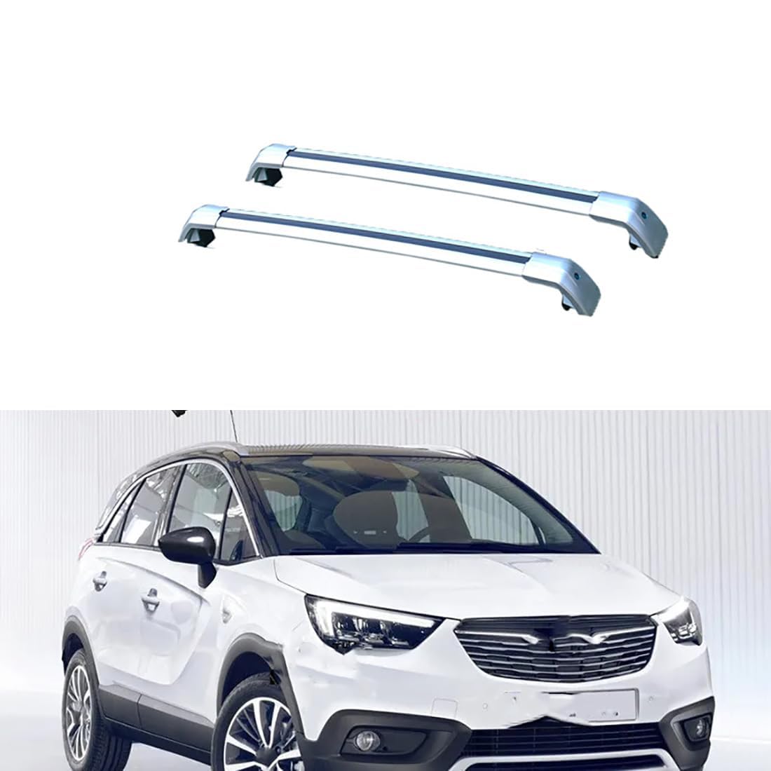 2 Stück Auto Dachträger für Opel Crossland X SUV 2017 2018 2019, Aluminium Dachgepäckträger Dachgepäckablage Querträger Relingträger, Lastenträger GepäCktransport Zubehör,B-Silver von ZDJBFA