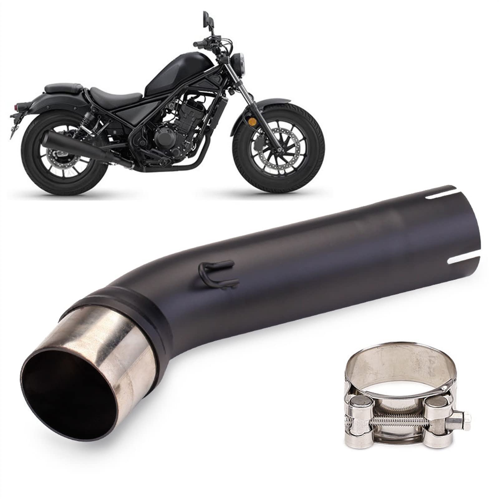 Motorrad Auspuff Schalldämpfer Mid Link Pipe Escape Moto Slip On Für Rebel 500 300 CM300 CMX500 2017 2018 2019 2020 2021 Jahr Motorradauspuff von ZDJKI