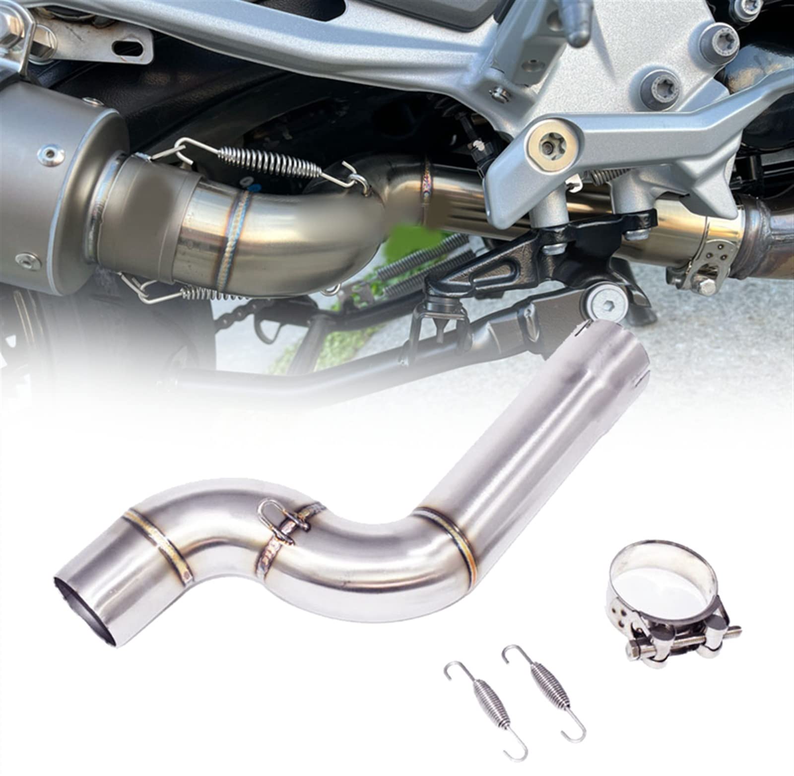 Motorrad Für B&M&W F900R F900XR 2020 2021 Auspuffanlage Middle Link Connect Pipe Slip 51mm Schalldämpfer Tube Slip On Motorradauspuff von ZDJKI