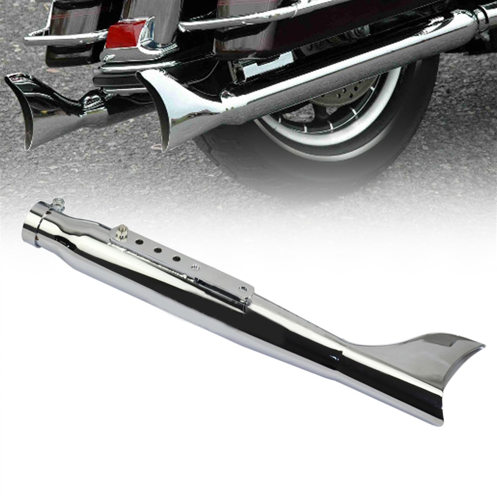 Motorrad Für H&arley Touring Softail Chopper Bobber Chrome Fishtail Auspuff 550mm Motorrad Schalldämpfer Rohr Motorradauspuff von ZDJKI