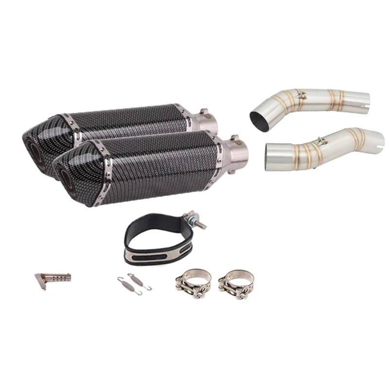 Motorradauspuff Espace Moto Modifiziertes Mid Link Pipe Double Connect 50,8 MM Carbon-Schalldämpfer Für Y&amaha YZFR1 YZF R1 2004 2005 2006 Motorradauspuff von ZDJKI