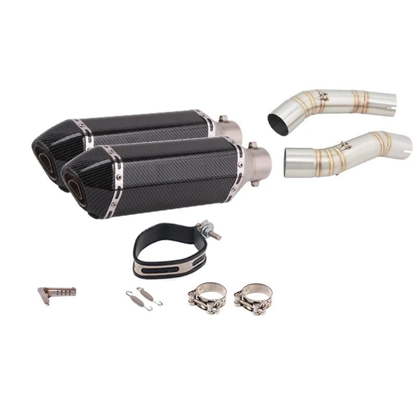 Motorradauspuff Espace Moto Modifiziertes Mid Link Pipe Double Connect 50,8 MM Carbon-Schalldämpfer Für Y&amaha YZFR1 YZF R1 2004 2005 2006 Motorradauspuff von ZDJKI