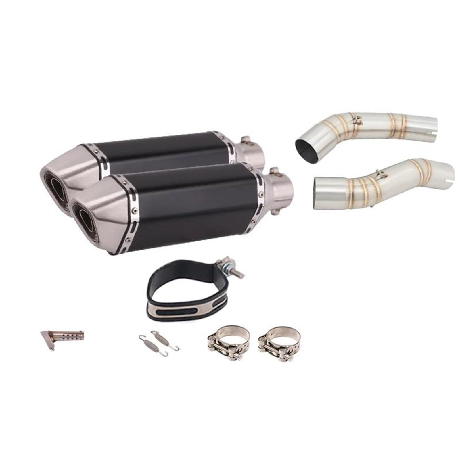 Motorradauspuff Espace Moto Modifiziertes Mid Link Pipe Double Connect 50,8 MM Carbon-Schalldämpfer Für Y&amaha YZFR1 YZF R1 2004 2005 2006 Motorradauspuff von ZDJKI