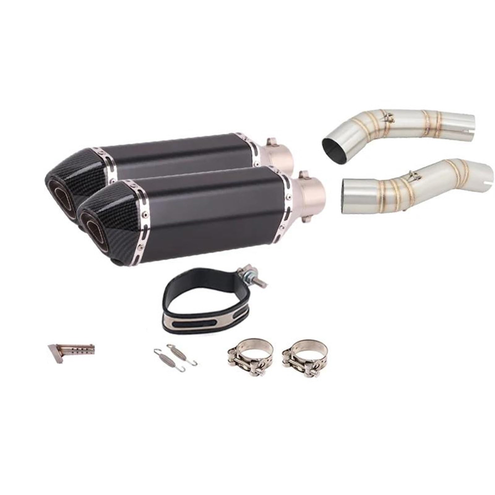 Motorradauspuff Espace Moto Modifiziertes Mid Link Pipe Double Connect 50,8 MM Carbon-Schalldämpfer Für Y&amaha YZFR1 YZF R1 2004 2005 2006 Motorradauspuff von ZDJKI