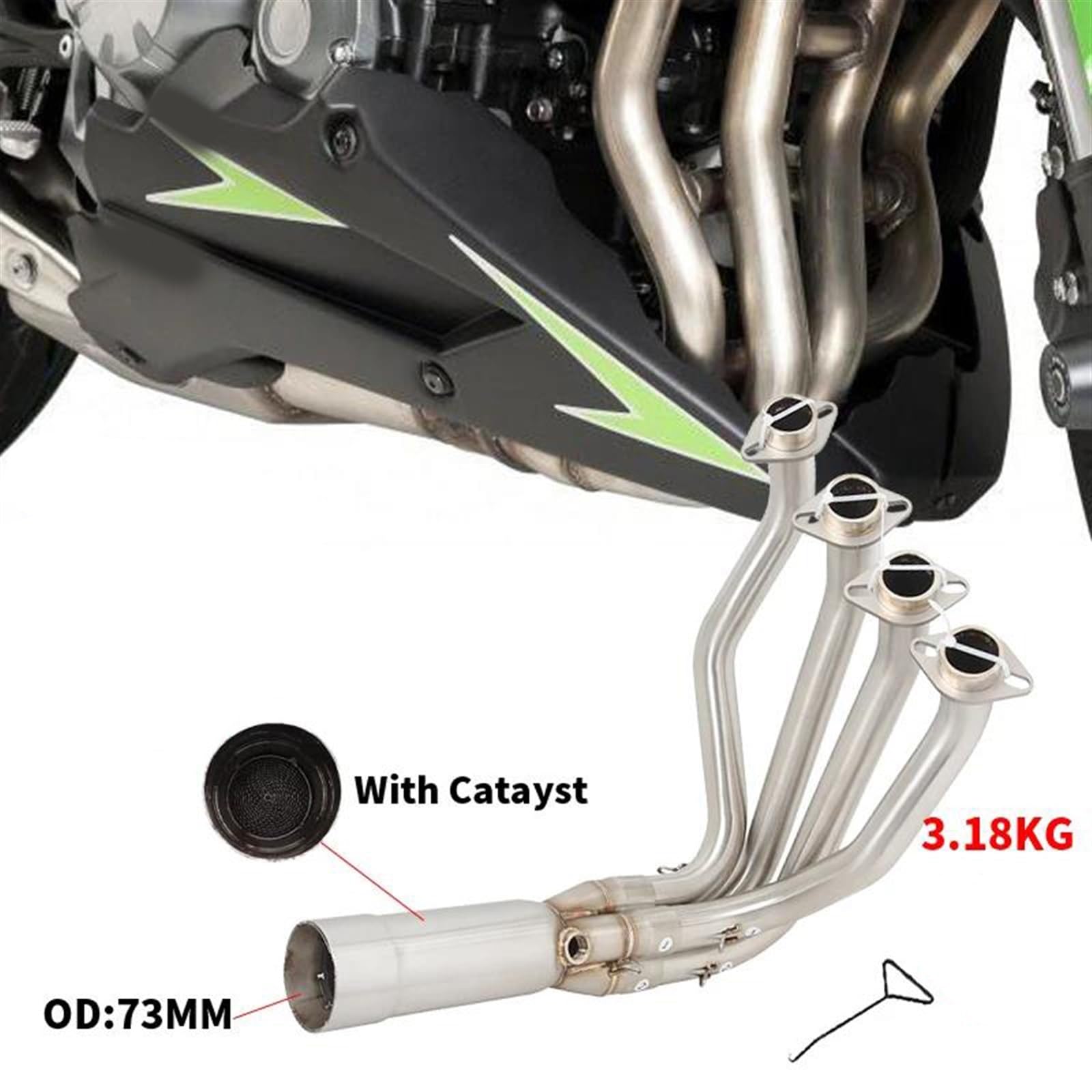 Verbindungsrohr Für Motorradauspuffanlagen, Modifiziertes Vorderes Verbindungsrohr Mit Katalysatoren Zum Aufstecken Für K&awasaki Z900 Z 900 2017 – 2020 Motorradauspuff von ZDJKI