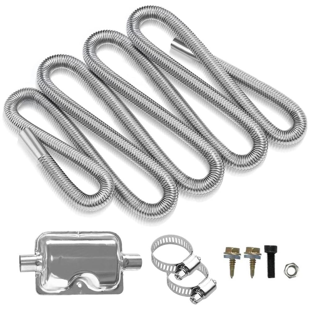 300 cm Abgasschlauch,Abgasrohr 25mm und Schalldämpfer,Abgasrohr Standheizung,Abgasschlauch für Stromerzeuger,Schalldämpfer Standheizung,Abgasrohr Abgasschlauch,mit Zwei Edelstahl Auspuffschelle von ZDQC