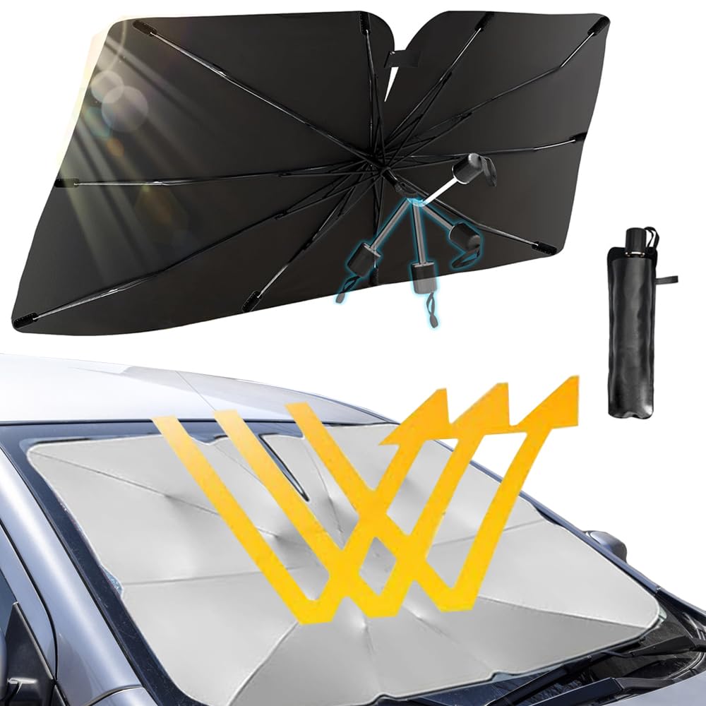 Auto Sonnenschutz Frontscheibe,137X79 cm Sonnenschutz Auto Frontscheibe,360° Rotations Faltbarer Sonnenschirm Für Auto,Auto Windschutzscheibe Sonnenschirm,Auto Sonnenschirm (L) von ZDQC