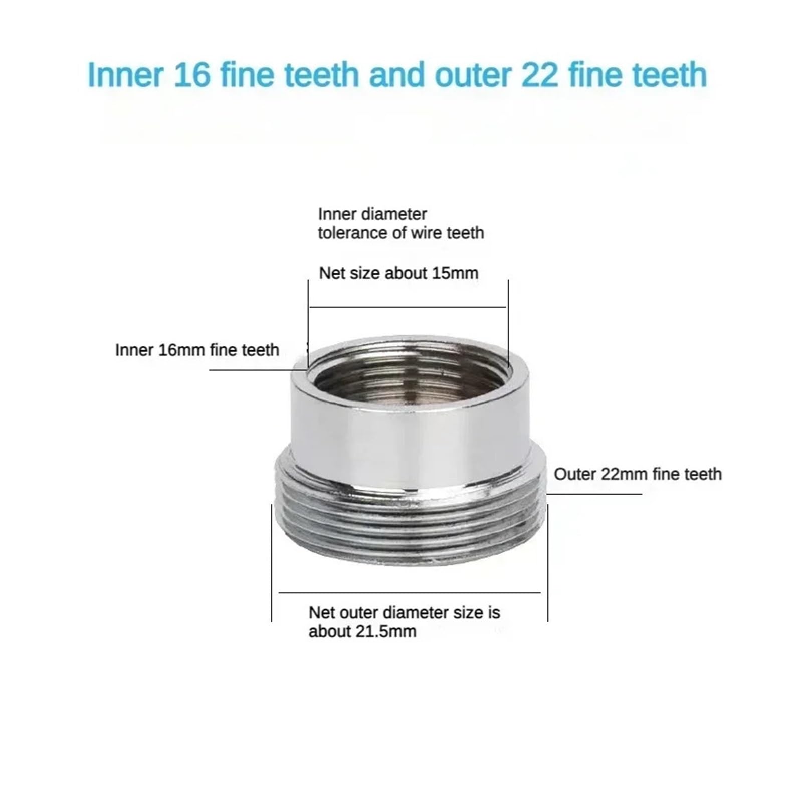 Faucet Adapter 22 Turn 16 18 20 22 24 26 28 30 32mm Internal and External Fine Tooth Faucet Conversion Thread Accessories ZDVHOMCB(CV-02BSP) von ZDVHOMCB