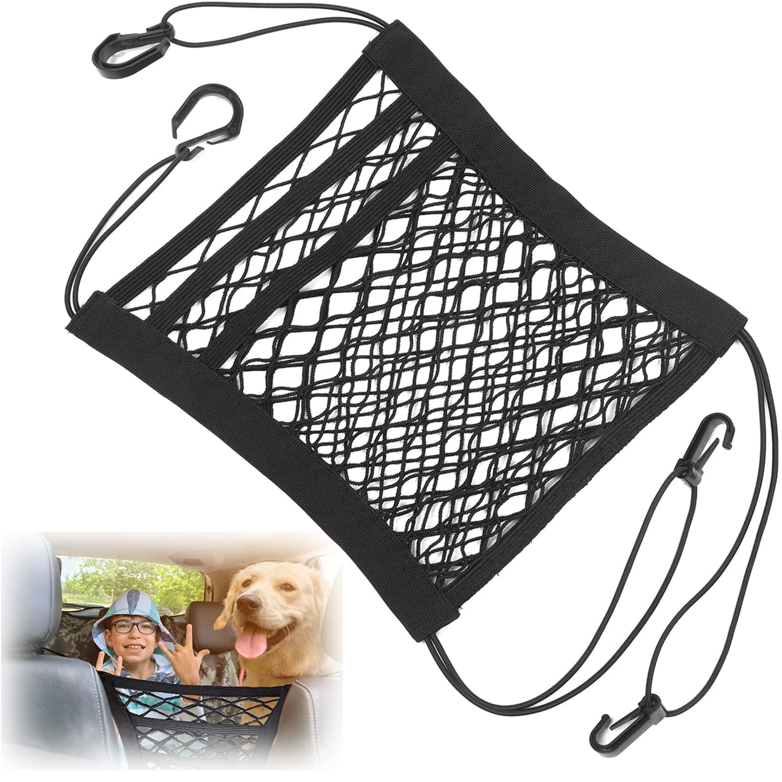 ZEACCT Auto Aufbewahrungsnetz Netztasche, Auto Netztasche Auto Organizer Schutznetz, Auto Organizer Schutznetz Autositz Aufbewahrungsnetz Organisationsnetz Halter Barrier für Hunde Pet Barriere von ZEACCT