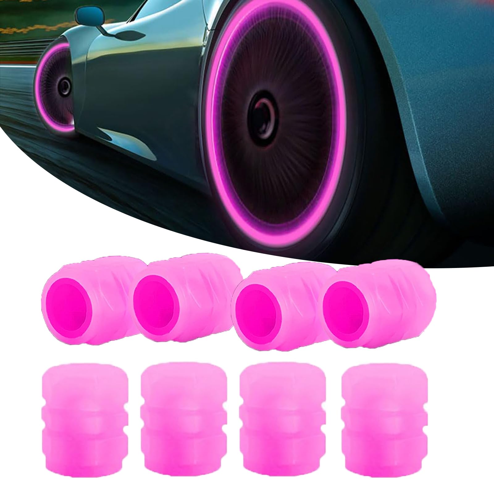 Fluorescent Tire Valve Caps, Universal Fluorescent Car Tire Valve Caps, Glow in The Dark Tire Valve Caps, Tire Valve Caps Light Up, Fluorescent Car Tire Valve Caps Accessories von ZEID