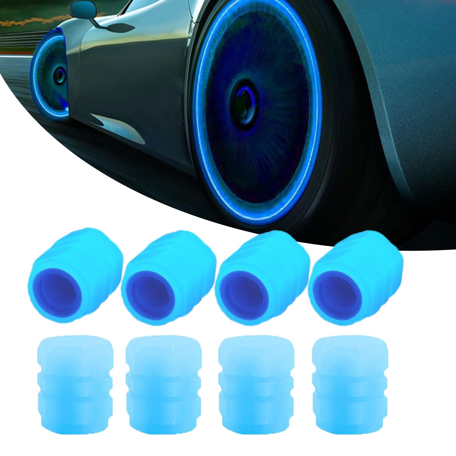 Fluorescent Tire Valve Caps, Universal Fluorescent Car Tire Valve Caps, Glow in The Dark Tire Valve Caps, Tire Valve Caps Light Up, Fluorescent Car Tire Valve Caps Accessories von ZEID