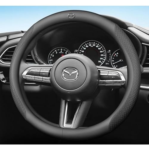 Auto Lenkradbezug, Für Mazda CX-30 2019-2023 Auto Ultra Dünn Anti-Rutsch Leder Lenkradhüllen Weich und Atmungsaktiv,B von ZELLYA