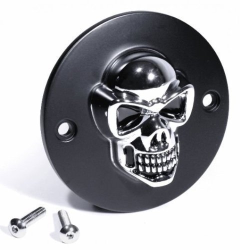 3D Totenkopf Zündungsdeckel Schwarz Chrom -2002 Evo Shovel Sportster von ZEMEX