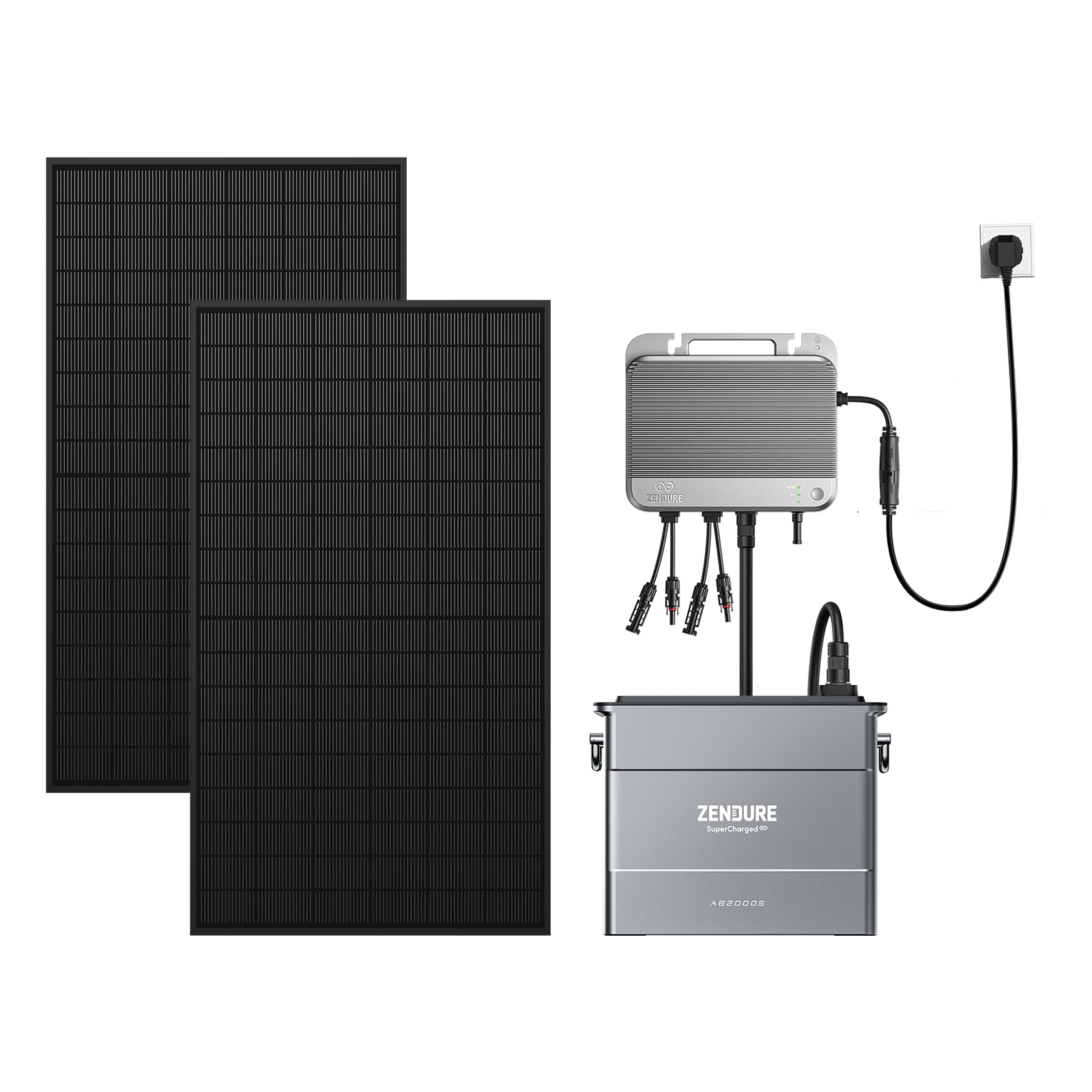 Zendure Balkonkraftwerk mit Speicher, SF 800 mit 1200W Solar Eingang, 800W AC Eingang/Ausgang, Schwache Lichterzeugung, TOU, APP, AB2000S 1920Wh Kapazitäten, 430W x2 Bifacial Solarpanels von ZENDURE SuperCharged