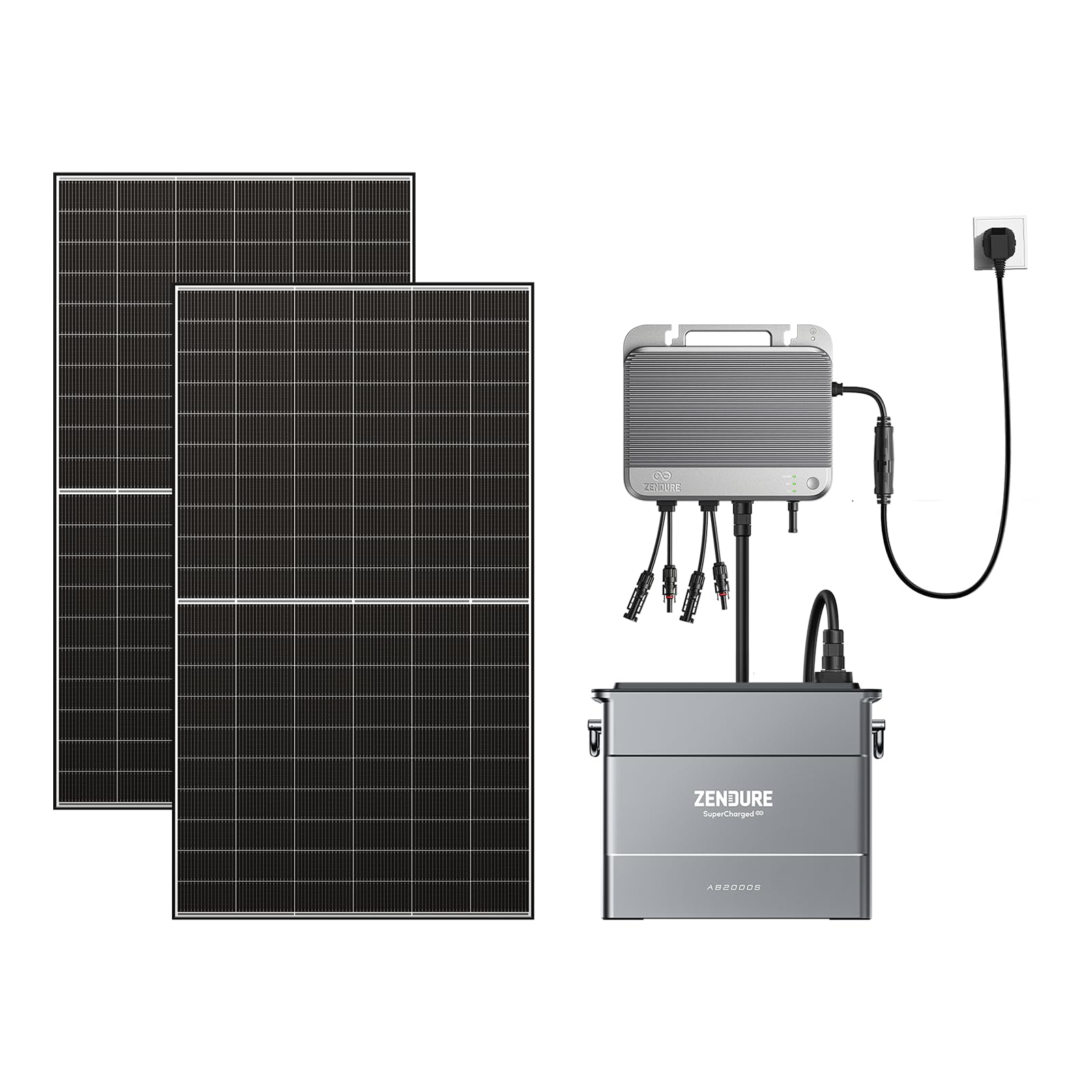 Zendure Balkonkraftwerk mit Speicher, SF 800 mit 1200W Solar Eingang, 800W AC Eingang/Ausgang, Schwache Lichterzeugung, TOU, APP, AB2000S 1920Wh Kapazitäten, 500W x2 Bifacial Solarpanels von ZENDURE SuperCharged