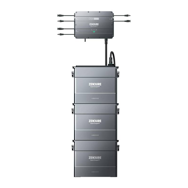 Zendure SolarFlow Balkonkraftwerk, Speicher für SolarFlow Balkonkraftwerk, Hub 2000 mit 1800 W Solar Eingang, 3x AB2000 5760 Wh LiFePO4, 0~1200W Ausgang, Kompatibel mit Shelly Pro 3EM von ZENDURE SuperCharged