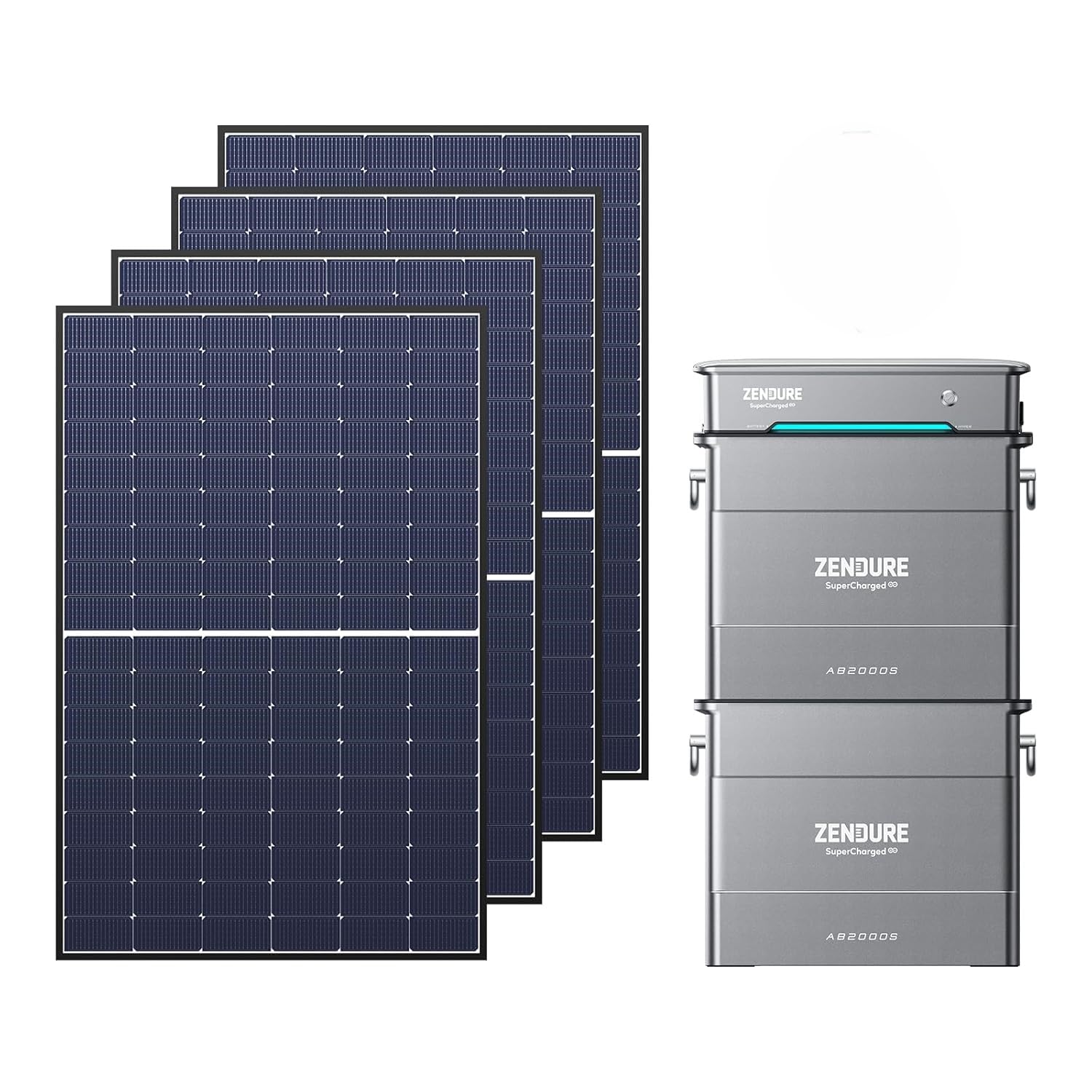 Zendure SolarFlow Balkonkraftwerk mit Speicher, Hyper 2000 mit 1800W Solar Eingang, 1200W AC-Laden, 1200W Ausgang, Eingebaute Mikrowechselrichter, TOU, AB2000S 1920Wh, 1720W bifacial Solarpanel von ZENDURE SuperCharged