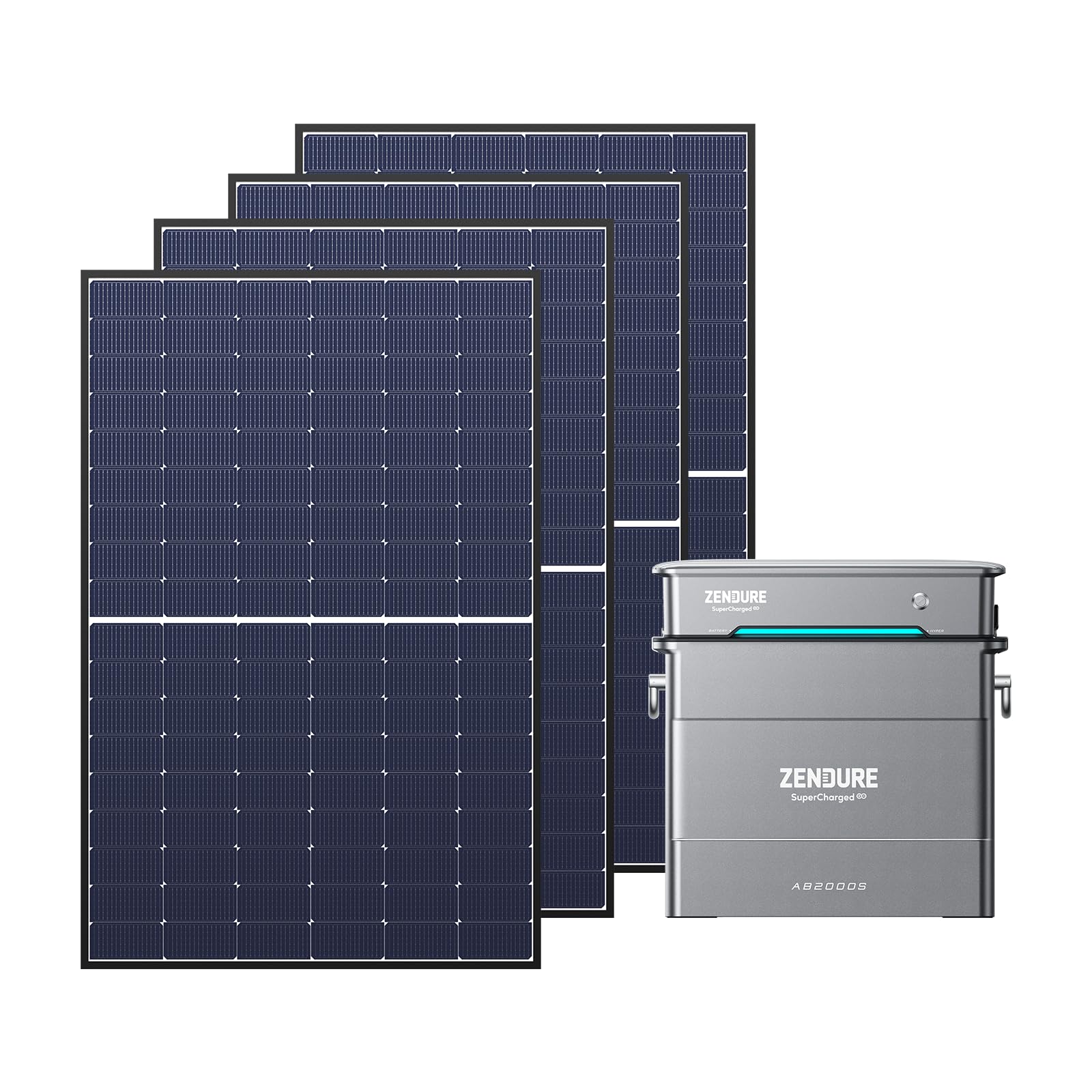 Zendure SolarFlow Balkonkraftwerk mit Speicher, Hyper 2000 mit 1800W Solar Eingang, 1200W AC-Laden, 1200W Ausgang, Eingebaute Mikrowechselrichter, TOU, AB2000S 1920Wh, 2236W bifacial Solarpanel von ZENDURE SuperCharged