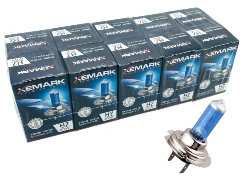 ZENXEAY H7 Xenon Optik Lampen - 10 Stück - 55W 12V Super White Halogen Birnen - Passend für diverse Fahrzeuge - Auto Abblendlicht Lampenset von ZENXEAY