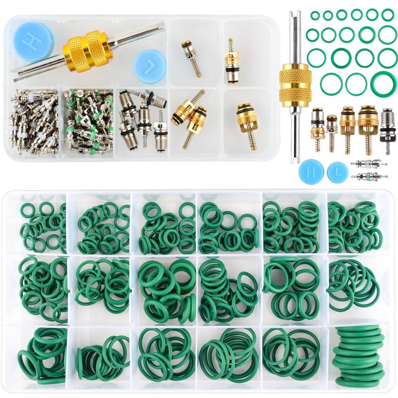 Auto Klimaanlage Ventil Kernsatz 270 STÜCKE Gummi O-Ring Kits (18 Größen) und 63PCS Auto Auto Klimaanlage Ventil zur Befestigung von R12 und R134a von ZEVOFIUR