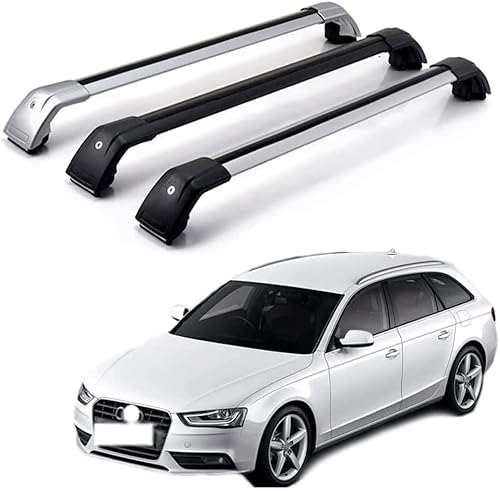 2 Stücke Dachträger für Au-di A4 Avant 8K5 B8 2009-2013, aus Alu Bis Offene Reling, Auto Dachreling Rack Lastenträger Querträger Auto Zubehör,Silver-Black von ZFSMHLH