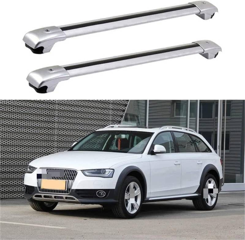 2 Stücke Dachträger für Audi A4 Allroad (8KH, B8) 2009-2016, aus Alu Bis Offene Reling, Auto Dachreling Rack Lastenträger Querträger Auto Zubehör,Silver von ZFSMHLH