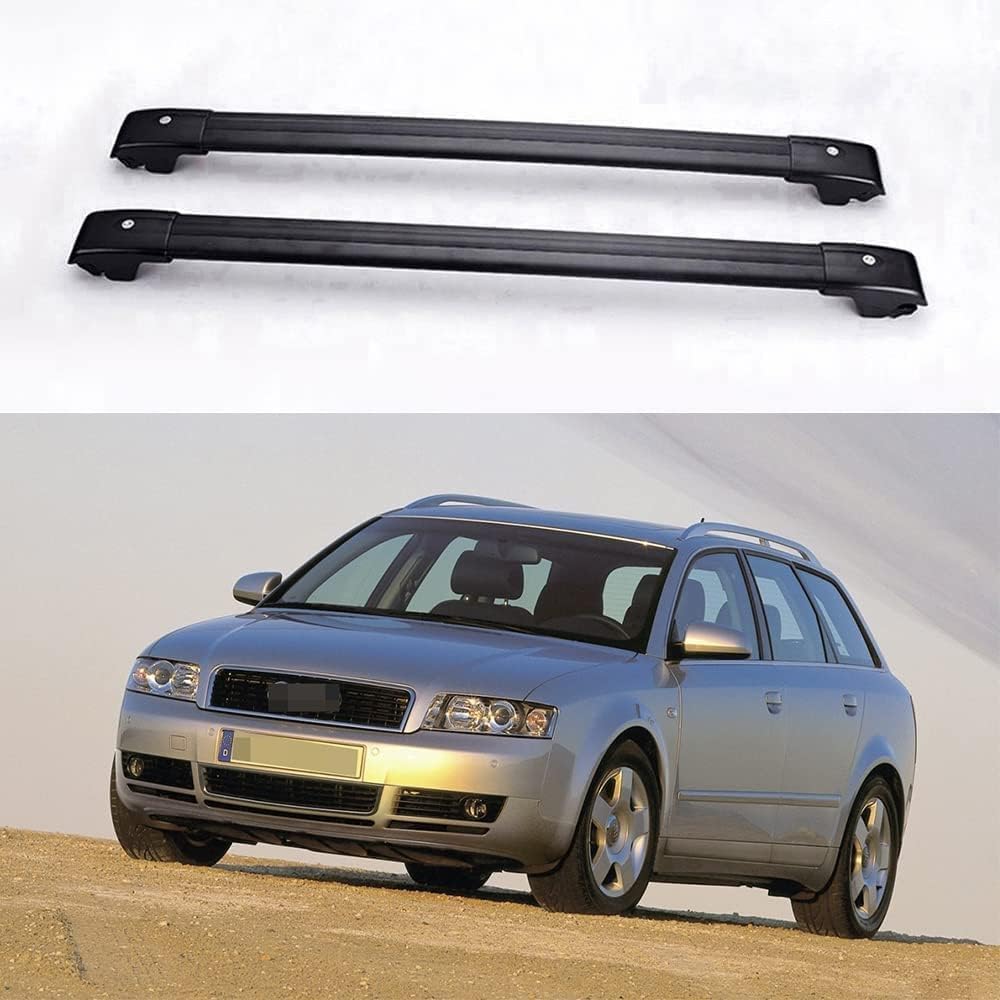 2 Stücke Dachträger für Audi A4 Avant (8ED, B7) 2004-2008, aus Alu Bis Offene Reling, Auto Dachreling Rack Lastenträger Querträger Auto Zubehör,Black von ZFSMHLH