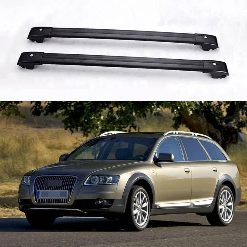 2 Stücke Dachträger für Audi A6 Allroad (4FH, C6) 2006-2011, aus Alu Bis Offene Reling, Auto Dachreling Rack Lastenträger Querträger Auto Zubehör,Black von ZFSMHLH