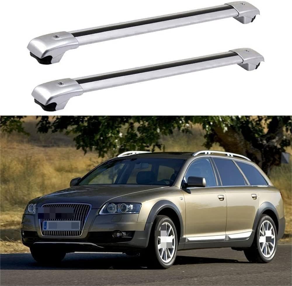 2 Stücke Dachträger für Audi A6 Allroad (4FH, C6) 2006-2011, aus Alu Bis Offene Reling, Auto Dachreling Rack Lastenträger Querträger Auto Zubehör,Silver von ZFSMHLH