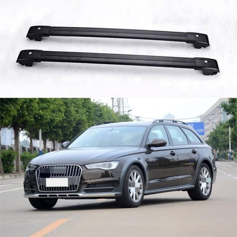 2 Stücke Dachträger für Audi A6 Allroad (4GH, 4GJ) 2012-2018, aus Alu Bis Offene Reling, Auto Dachreling Rack Lastenträger Querträger Auto Zubehör,Black von ZFSMHLH