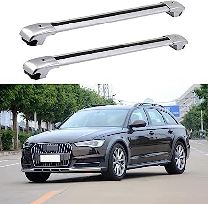 2 Stücke Dachträger für Audi A6 Allroad (4GH, 4GJ) 2012-2018, aus Alu Bis Offene Reling, Auto Dachreling Rack Lastenträger Querträger Auto Zubehör,Silver von ZFSMHLH