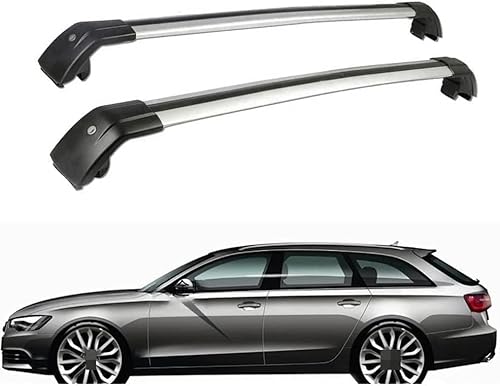 2 Stücke Dachträger für Audi A6 Avant Estate C7 2012-2017, aus Alu Bis Offene Reling, Auto Dachreling Rack Lastenträger Querträger Auto Zubehör,Black+Silver von ZFSMHLH