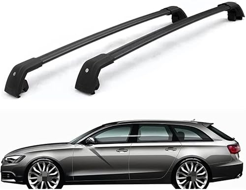 2 Stücke Dachträger für Audi A6 Avant Estate C7 2012-2017, aus Alu Bis Offene Reling, Auto Dachreling Rack Lastenträger Querträger Auto Zubehör,Black von ZFSMHLH