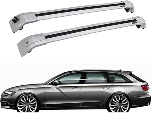 2 Stücke Dachträger für Audi A6 Avant Estate C7 2012-2017, aus Alu Bis Offene Reling, Auto Dachreling Rack Lastenträger Querträger Auto Zubehör,Silver von ZFSMHLH