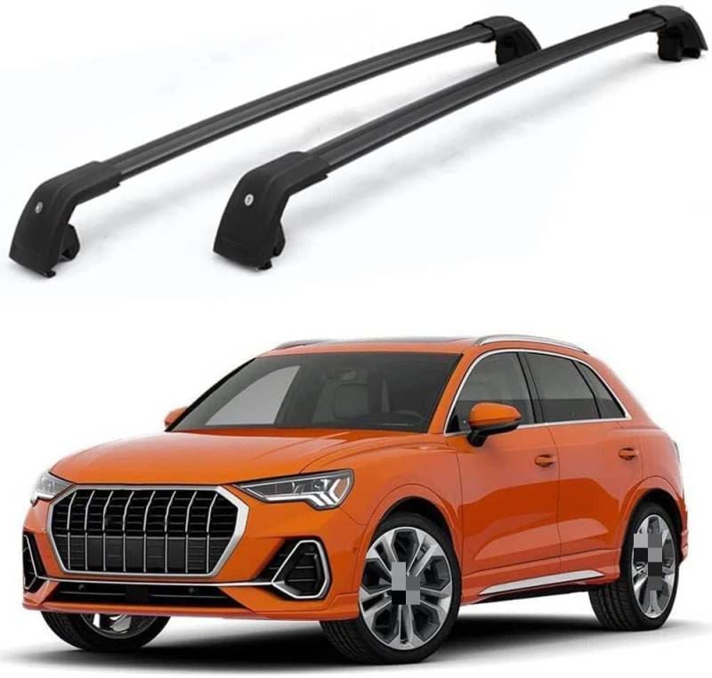 2 Stücke Dachträger für Audi Q3 2019 2020 2021 2022, aus Alu Bis Offene Reling, Auto Dachreling Rack Lastenträger Querträger Auto Zubehör,Black von ZFSMHLH