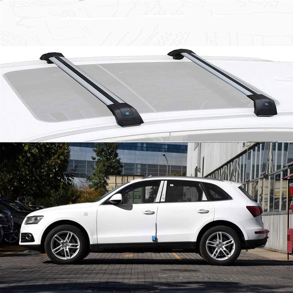 2 Stücke Dachträger für Audi Q5 2013-2017, aus Alu Bis Offene Reling, Auto Dachreling Rack Lastenträger Querträger Auto Zubehör von ZFSMHLH