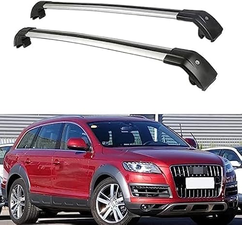 2 Stücke Dachträger für Audi Q7 SUV 2006-2015, aus Alu Bis Offene Reling, Auto Dachreling Rack Lastenträger Querträger Auto Zubehör,Black+Silver von ZFSMHLH