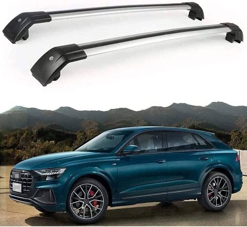 2 Stücke Dachträger für Audi Q8 2019 2020, aus Alu Bis Offene Reling, Auto Dachreling Rack Lastenträger Querträger Auto Zubehör von ZFSMHLH