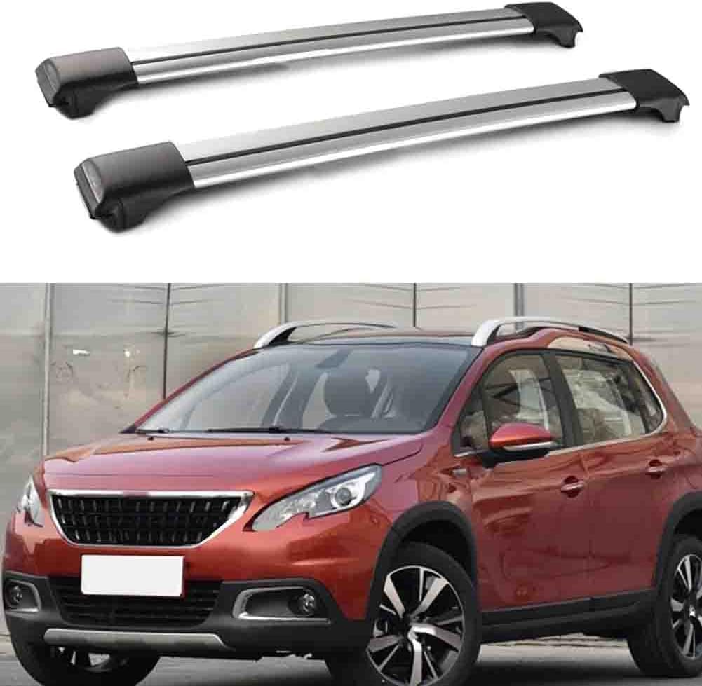 2 Stücke Dachträger für Peugeot 2008 SUV 2013-2022 2023 2024, aus Alu Bis Offene Reling, Auto Dachreling Rack Lastenträger Querträger Auto Zubehör von ZFSMHLH