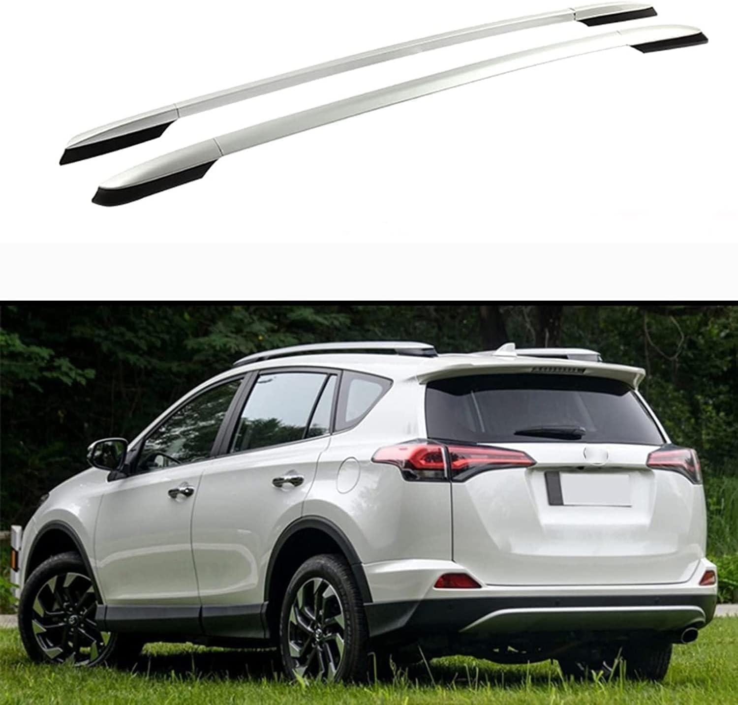 2 Stücke Dachträger für T-oyota RAV-4 2013–2018, aus Alu Bis Offene Reling, Auto Dachreling Rack Lastenträger Querträger Auto Zubehör,A2013-2015 von ZFSMHLH