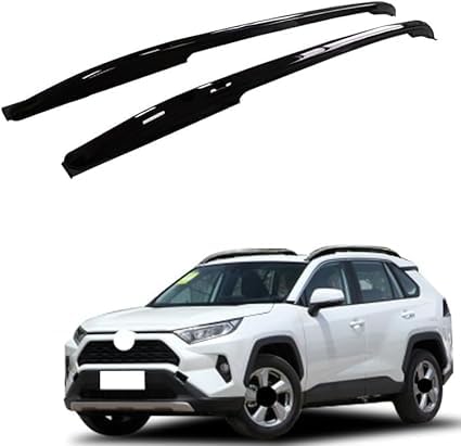 2 Stücke Dachträger für T-oyota RAV4 Veranda 2020, aus Alu Bis Offene Reling, Auto Dachreling Rack Lastenträger Querträger Auto Zubehör,Black von ZFSMHLH