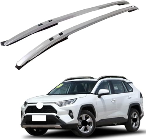 2 Stücke Dachträger für T-oyota RAV4 Veranda 2020, aus Alu Bis Offene Reling, Auto Dachreling Rack Lastenträger Querträger Auto Zubehör,Silver von ZFSMHLH