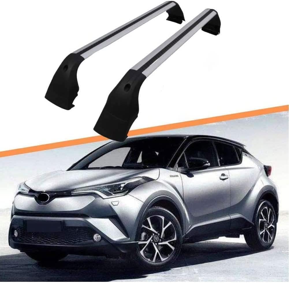 2 Stücke Dachträger für Toyota CHR 2017-2022 2023 2024, aus Alu Bis Offene Reling, Auto Dachreling Rack Lastenträger Querträger Auto Zubehör von ZFSMHLH