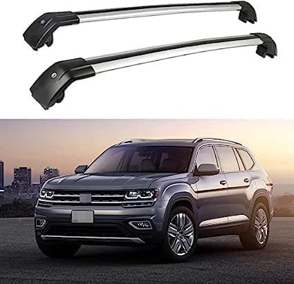 2 Stücke Dachträger für VW Atlas 2016-2020, aus Alu Bis Offene Reling, Auto Dachreling Rack Lastenträger Querträger Auto Zubehör,Black+Silver von ZFSMHLH