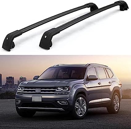 2 Stücke Dachträger für VW Atlas 2016-2020, aus Alu Bis Offene Reling, Auto Dachreling Rack Lastenträger Querträger Auto Zubehör,Black von ZFSMHLH