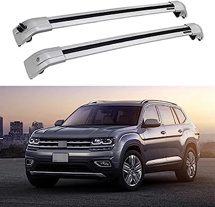 2 Stücke Dachträger für VW Atlas 2016-2020, aus Alu Bis Offene Reling, Auto Dachreling Rack Lastenträger Querträger Auto Zubehör,Silver von ZFSMHLH