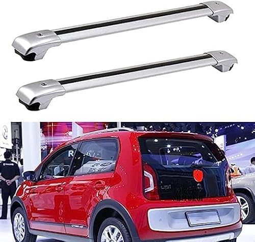 2 Stücke Dachträger für VW Cross Up 2013+, aus Alu Bis Offene Reling, Auto Dachreling Rack Lastenträger Querträger Auto Zubehör,Silver von ZFSMHLH