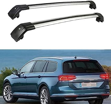 2 Stücke Dachträger für VW Passat Variant (3G5, CB5) 2015-2020, aus Alu Bis Offene Reling, Auto Dachreling Rack Lastenträger Querträger Auto Zubehör,Black+Silver von ZFSMHLH