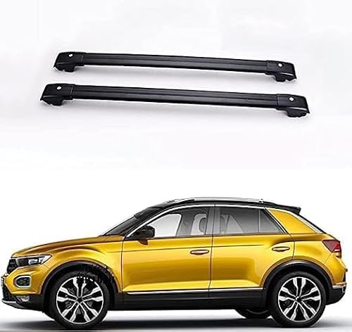 2 Stücke Dachträger für VW T-ROC 2018 2019, aus Alu Bis Offene Reling, Auto Dachreling Rack Lastenträger Querträger Auto Zubehör,Black von ZFSMHLH